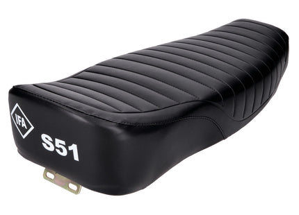 Sitzbank Enduro Doppelsitz strukturiert, schwarz mit IFA S51 Schriftzug für Simson S51 / S51 Enduro